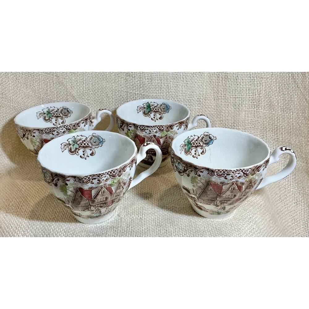 Johnson Brothers HERITAGE HALL brown transferware coffee tea cups England